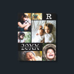 Moderne Black Color Block Family 6 Foto Collage Canvas Afdruk<br><div class="desc">Modern Black Color Block Family 6 Photo Collage - met persoonlijke familienaam, jaartal en initiaal letter, allemaal gerangschikt in een elegante rasterlay-out. Dit moderne en slanke ontwerp toont 6 van je eigen afbeeldingen prachtig. Verkrijgbaar in verschillende kleurpaden om een kamerdecor aan te passen. Het maakt een geweldige vakantiehuisje voor grootouders,...</div>