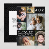 Moderne Black Color Block Family 6 Foto Collage Feestdagenkaart (Voorkant / Achterkant)