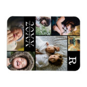Moderne Black Color Block Family 6 Foto Collage Magneet (Horizontaal)