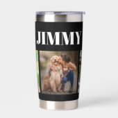 Moderne Black Dog Eigenaar Gift 3 Fotocollage Geïsoleerde Drinkbeker (Links)