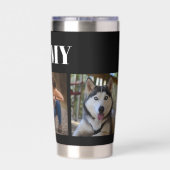 Moderne Black Dog Eigenaar Gift 3 Fotocollage Geïsoleerde Drinkbeker (Achterkant)