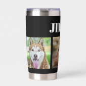 Moderne Black Dog Eigenaar Gift 3 Fotocollage Geïsoleerde Drinkbeker (Voorkant)