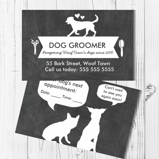 Moderne Black Dog Grooming Afspraakkaart Visitekaartje