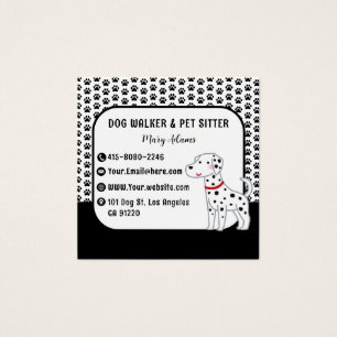 Moderne Black Dog Walker huisdieroppasser Vierkante Visitekaartjes