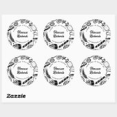 Moderne Black Doodles Bakkerij Border Keuken Cooki Ronde Sticker (Vel)