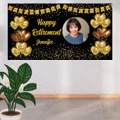 Moderne Black en Gold Happy Retirement Banner