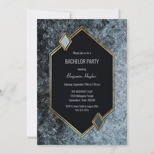 Moderne Black en Goud Bachelorfeest Kaart (Voorkant)