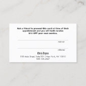 Moderne Black en Roos Gold Customer Referral Kaart (Achterkant)