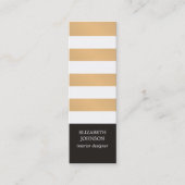 Moderne Black Faux Gold Gestreepte Interieurontwer Mini Visitekaartje (Voorkant)