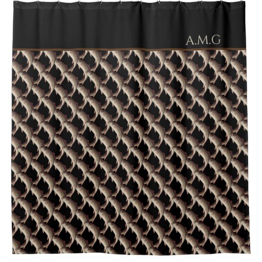 Moderne Black Fly Vissen Regenboog Forel Badkamer Douchegordijn (Voorkant)