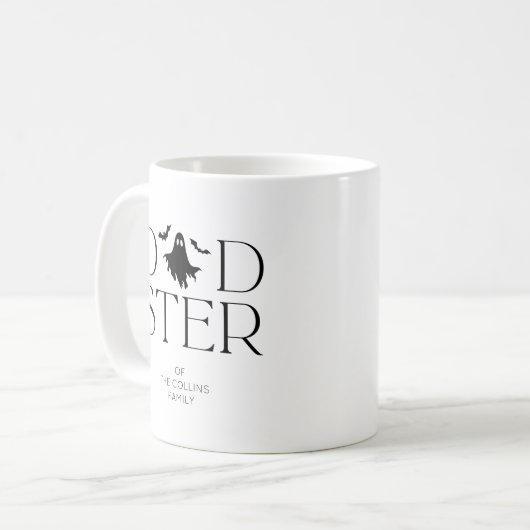 Moderne Black Ghost Bats Halloween Dadster Dad Koffiemok (Voorkant links)