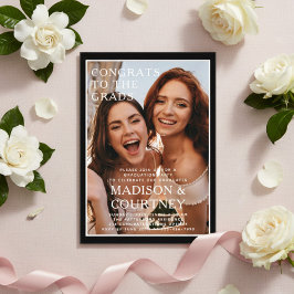 Moderne Black Gingham Photo Graduation Party Acryl Uitnodigingen