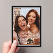 Moderne Black Gingham Photo Graduation Party Acryl Uitnodigingen (Insitu (Draagbaar))