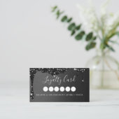 Moderne Black Glitter Drop Salon & Spa Loyaliteit Visitekaartje (Staand voorkant)