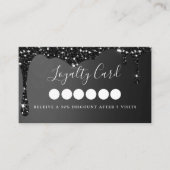 Moderne Black Glitter Drop Salon & Spa Loyaliteit Visitekaartje (Voorkant)