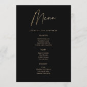 Moderne Black Gold 21e Verjaardagsfeest Menu Kaart (Voorkant)