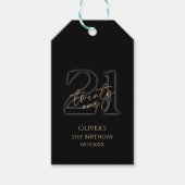 Moderne Black Gold 21e Verjaardagsfeestje Cadeaulabel (Voorkant)