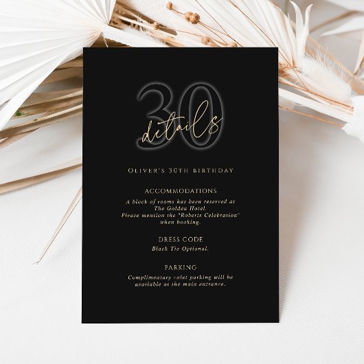 Moderne Black Gold 30e Verjaardagsfeest Details Ka
