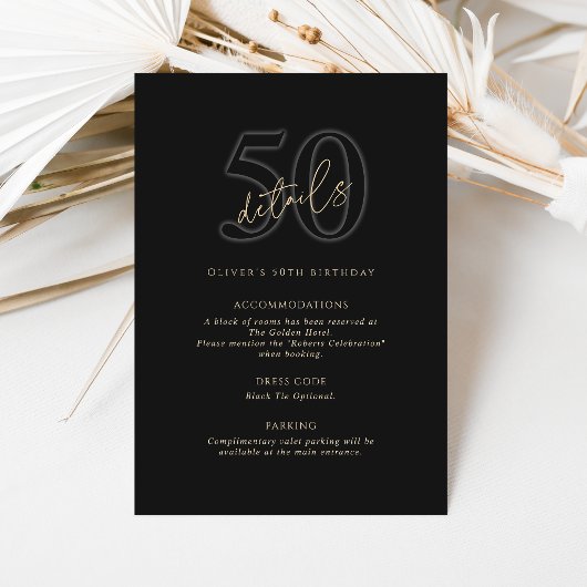 Moderne Black Gold 50e Verjaardagsfeest Details Ka