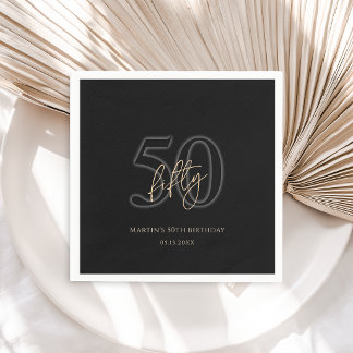 Moderne Black Gold 50ste Verjaardagsfeest Servet