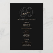 Moderne Black Gold 60e Verjaardag Feest Menu Kaart (Voorkant)