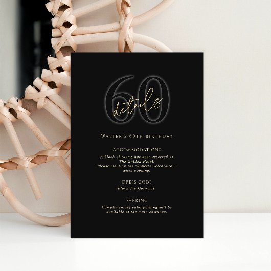 Moderne Black Gold 60e Verjaardagsfeest Details Ka