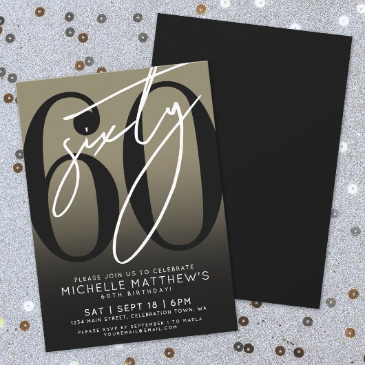 Moderne Black Gold 60ste Verjaardagsfeest Kaart