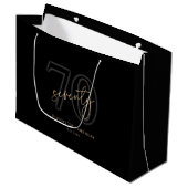 Moderne Black Gold 70ste Verjaardag Groot Cadeauzakje (Voorkant Gekanteld)
