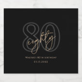 Moderne Black Gold 80ste Verjaardagsfeest Bierfles Bier Etiket (Enkel label)