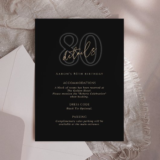 Moderne Black Gold 80ste Verjaardagsfeest Details 