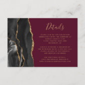 Moderne Black Gold Agaat Bourgondië Wedding Detail Informatiekaartje (Voorkant)