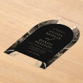 Moderne Black Gold Agaat Huwelijk Elegant Acryl Uitnodigingen (Laagn)