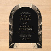 Moderne Black Gold Agaat Huwelijk Elegant Acryl Uitnodigingen (Voorkant)