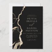 Moderne Black Gold Agaat Huwelijk Elegant Kaart (Voorkant)