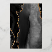 Moderne Black Gold Agate Bourgondische bruiloft Folie Uitnodiging (Achterkant)