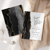 Moderne Black Gold Agate Save the Date