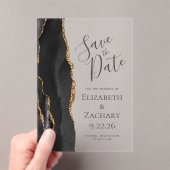 Moderne Black Gold Agate Save the Date Acryl Uitnodigingen (Insitu (Draagbaar))