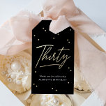 Moderne Black Gold Calligrafie 30e verjaardag Cadeaulabel<br><div class="desc">Modern Black Gold Calligraphy 30th Birthday Gift Labels biedt een leuke verstrooiing van gouden faux folie confetti en moderne kalligrafie.</div>