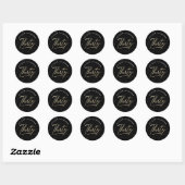 Moderne Black Gold Calligrafie 30e verjaardag Ronde Sticker (Vel)