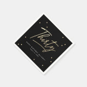 Moderne Black Gold Calligrafie 30e verjaardag Servet (Hoek)