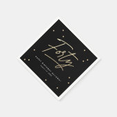 Moderne Black Gold Calligrafie 40e verjaardag Servet (Hoek)