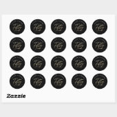 Moderne Black Gold Calligrafie 50e verjaardag Ronde Sticker (Vel)