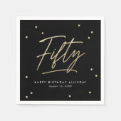 Moderne Black Gold Calligrafie 50e verjaardag Servet (Voorkant)