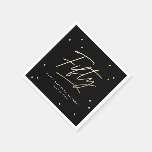 Moderne Black Gold Calligrafie 50e verjaardag Servet (Hoek)
