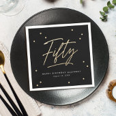 Moderne Black Gold Calligrafie 50e verjaardag Servet