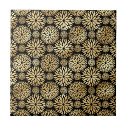 Moderne Black Gold Dahlia illustratie Tegeltje