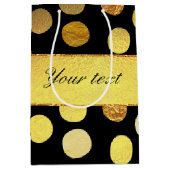 Moderne Black Gold Foil Confetti Stippen Medium Cadeauzakje (Voorkant)