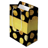 Moderne Black Gold Foil Confetti Stippen Medium Cadeauzakje (Achterkant Gekanteld)