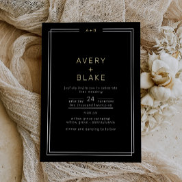 Moderne Black Gold Folie Huwelijksuitnodiging / AV Uitnodiging