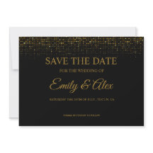 moderne Black & Gold Glitter Save The Date 